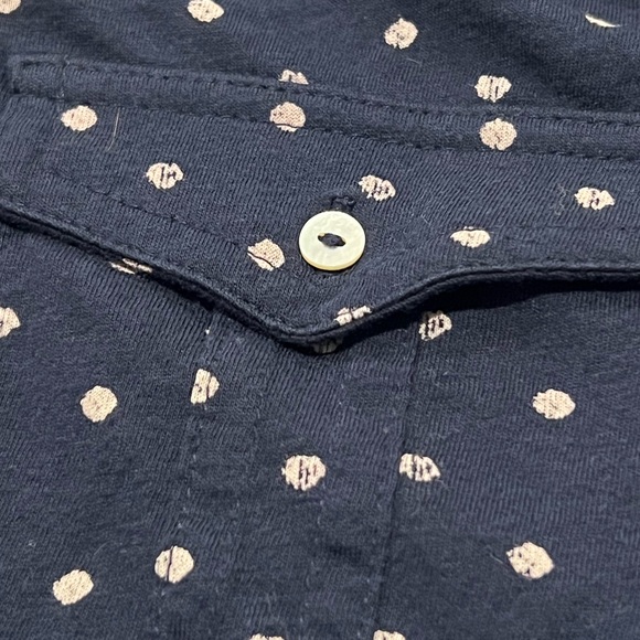 Lucky Brand Navy White Polka Dot Button Down Shirt Womens XL - Picture 3 of 5